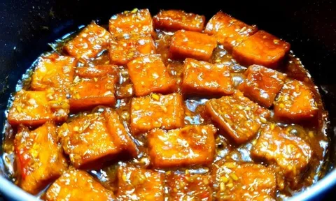 Đậu hũ kho sả ớt - Món chay hao cơm