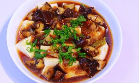 Món chay ngon cho ngày Tết, đậu phụ non sốt nấm đông cô